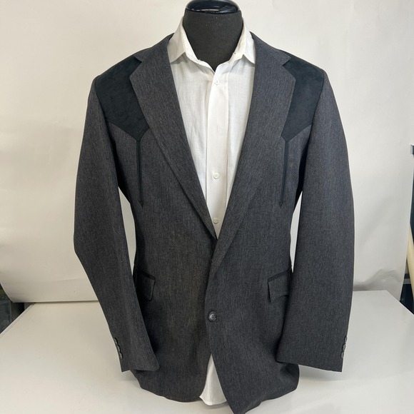 Circle S Blazer Mens 42L Gray Western Sport Coat Jacket Made USA Rodeo Cowboy - Picture 4 of 16